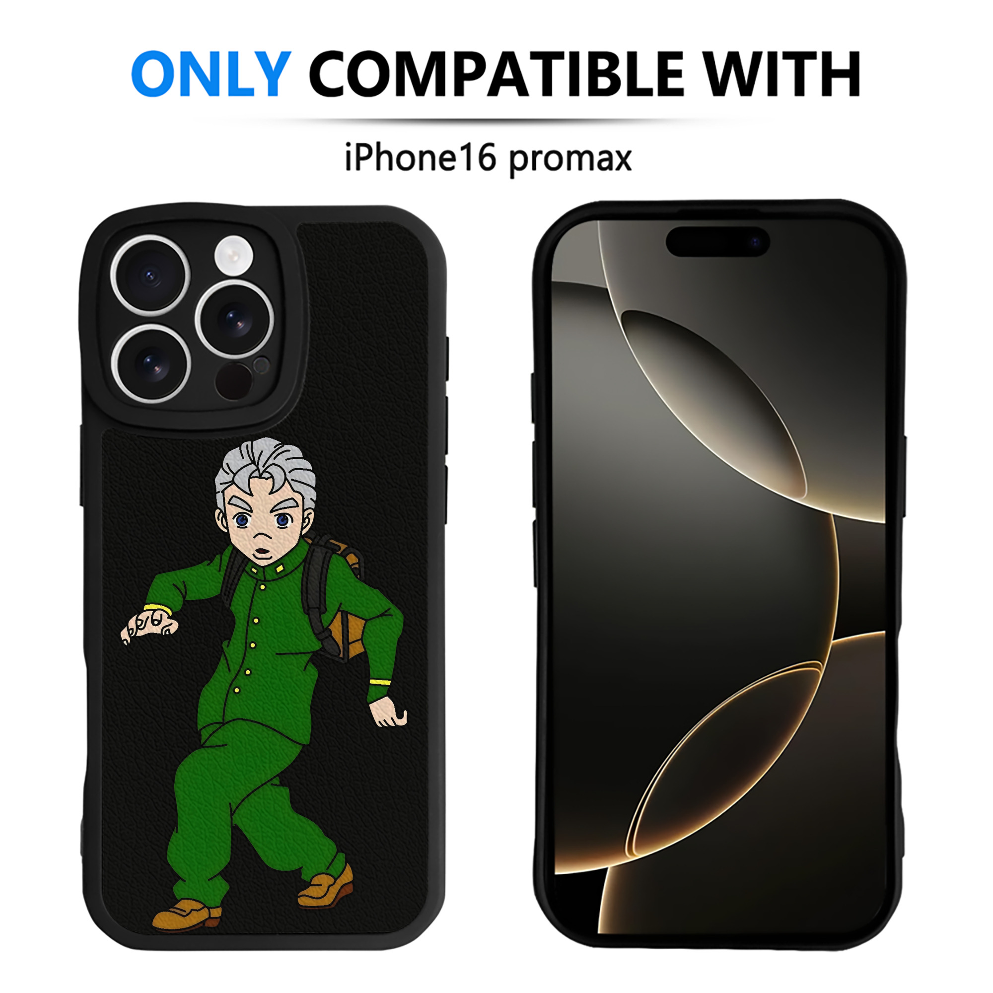 （画像用） ジョジョの奇妙な冒険 広瀨康一 JoJo's Bizarre Adventure Hirose Koichi 【iPhone 16シリーズ対応】シリコンスマホケース（レザー調） 材質：シリコン